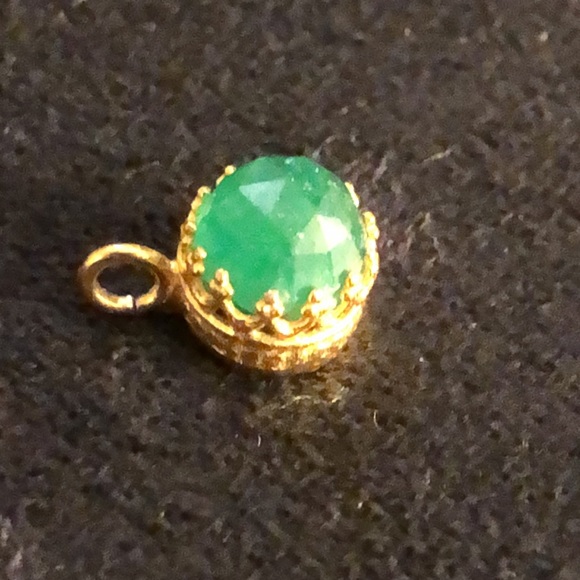 Emerald Crown Pendant/Gold Plated Sterling Silver / Raw Faceted Emerald NWT - Picture 4 of 7